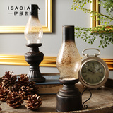 伊莎世家 VINTANGE复古煤油灯造型烛台摆件 创意做旧装饰品工艺品