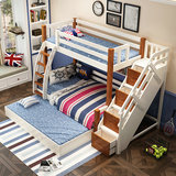 美式家具双层床成人上下床 实木高低床双层床地中海子母床1.5组合