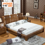 现代中式 实木床双人床1.5 1.8米大床婚床软靠框架储物床橡木家具