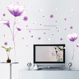 可移除浪漫温馨紫色梦话花朵墙贴卧室客厅电视沙发背景墙贴画自粘