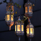柔软时光 摩洛哥创意铁艺烛台吊灯工艺品摆件玻璃个性家居装饰品
