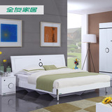 全友家居 简约卧室家具套装组合现代床白色板式床双人床 106905
