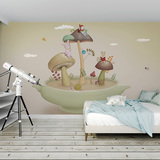 卡通蘑菇动物园大型壁画 幼儿园儿童房卧室客厅背景墙纸壁纸壁画