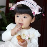 韩版宝宝发带 婴儿童 花童假发 儿童头饰 公主刘海发带 包邮 粉色