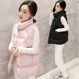 专柜代购2015冬装新款加厚羽绒棉马甲女短款韩版纯色立领马夹外套
