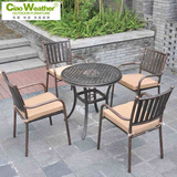 户外铸铝桌椅阳台三件套室外庭院露天花园铁艺休闲圆形桌椅子组合