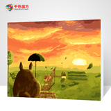 diy数字油画风景卡通动物动漫儿童壁画手绘客厅卧室装饰画  龙猫