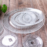 intrue无铅玻璃盘子 餐具 水果玻璃盘 圆形透明大 欧式果盘