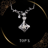 拓斯珠宝首饰原创设计925银镀铂金天然珍珠白水晶吊坠项链女正品