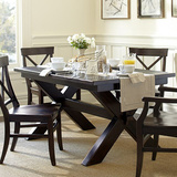 高端美式乡村全实木做旧长方形餐桌 美克美宜家餐厅橡木家具定制