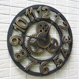 超静音3D欧式复古创意时钟 LOFT艺术挂钟客厅个性工业齿轮壁饰