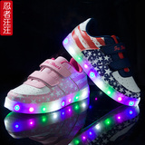 儿童2016LED发光鞋USB充电带灯运动鞋男童灯鞋女童夜光板鞋童鞋潮