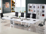 高档办公家具白色烤漆会议桌条桌简约现代 不锈钢洽谈创意开会桌