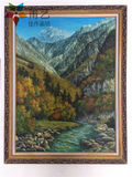 纯手绘原创中式风景山河水油画收藏级客厅玄关装饰画---高山流水
