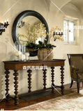 美式实木玄关台 欧式客厅玄关桌 复古做旧实木门厅现代玄关柜定制