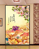 大型中式壁画客厅沙发卧室玄关电视背景墙墙纸壁纸3D古典浪漫花开