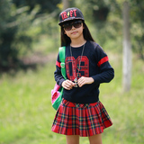 琥珀寻2016秋装儿童中大童女童毛衣套装裙两件套学院风小学生校服
