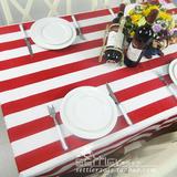 特价地中海橙白红白条纹餐桌布餐垫可定做 茶几布 布艺桌布 帆布