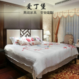 新中式床现代简约床 实木双人床婚床 酒店别墅会所样板房间家具