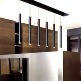 LED现代简约创意餐厅吧台前台灯圆柱形长筒个性白黑色单头吊灯具