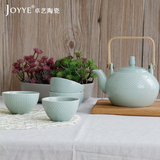 清新雅致茶具套装 简约纯色冰裂釉陶瓷茶具 翡翠绿高档下午茶套装