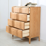 日式纯实木五斗柜卧室橡木储物柜现代北欧原木客厅家具