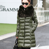 韩国正品代购2015冬新款棉服女中长款韩版毛领修身加厚大码羽绒棉