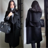 韩国代购2015秋冬季新款韩版呢子大衣茧型加厚中长款羊毛呢外套女