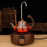 电陶炉耐热全玻璃茶具带抽水 烧水壶泡茶壶加热不锈钢过虑煮茶壶