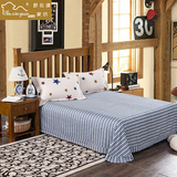全棉欧式简约格子条纹床单 纯棉斜纹被单单件单双人直角圆角床单