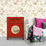 新中式复古床头柜手绘实木床边柜沙发边柜仿古中式角柜极美家具