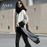 Amii[极简主义]2016秋新款时尚落肩袖中长毛衣女开衫外套11612442