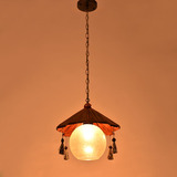 家装狂欢节美式乡村复古实木单头吊灯咖啡厅阳台灯中式仿古酒吧灯