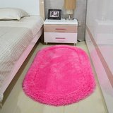 包邮纯色弹力丝可爱椭圆形地垫儿童房间满铺地毯卧室床前床边毯