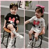 童装2016夏季新款女童韩国中长款短袖T恤 裙欧美时尚款长款打底衫