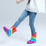 儿童雨鞋 水晶果冻雨靴宝宝雨靴卡通彩虹水鞋 日系男童女童雨鞋