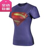 女款超人运动健身衣弹力速干跑步短袖T恤透气吸汗瑜伽训练紧身衣