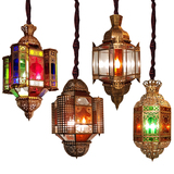 漫咖啡吊灯阿拉伯全铜吊灯镂空彩色玻璃灯西餐厅灯饰咖啡厅灯具