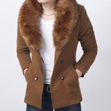 冬季毛呢大衣男中长款韩版修身男士英伦毛领风衣加厚羊绒呢子外套