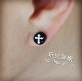 十字架双面耳钉吸铁石耳钉不需耳洞磁铁耳钉(不需要耳洞）单只价