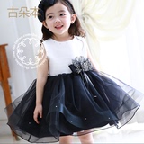 韩国黑白色2016夏装新款女童礼服儿童公主裙短款蓬蓬裙连衣裙童装