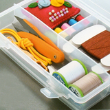 日本原装进口 针线盒 十字绣工具收纳盒 塑料3分隔整理盒 线盒