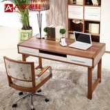 A家家具 现代简约实木书桌白色办公桌多功能电脑桌可配转椅写字台