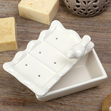 法式简约沥水肥皂盒 陶瓷香皂盒 创意双层手工皂盒 时尚浴室皂碟