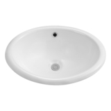 19寸无龙头孔台中盆椭圆形白色陶瓷洗手盆嵌入式台上盆浴室柜安装