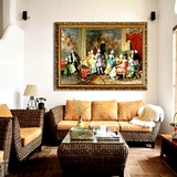 画DYGT30 喷绘手绘欧式宫廷人物仿真油画沙发背景墙壁画+客厅+挂