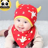 婴儿帽子夏0-3个月 韩版纯棉套头新生儿女胎帽春 牛角男宝宝帽子