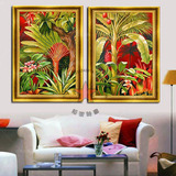 纯手绘工高档抽象写实现代树林风景油画 中欧式客厅玄关装饰有框