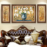 欧式沙发背景墙装饰画客厅美式现代壁画有框画复古三联画挂画餐厅