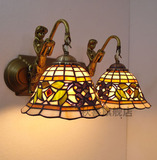 蒂凡尼灯具简约灯浴室灯镜前壁灯地中海风格美人鱼床头灯双头壁灯